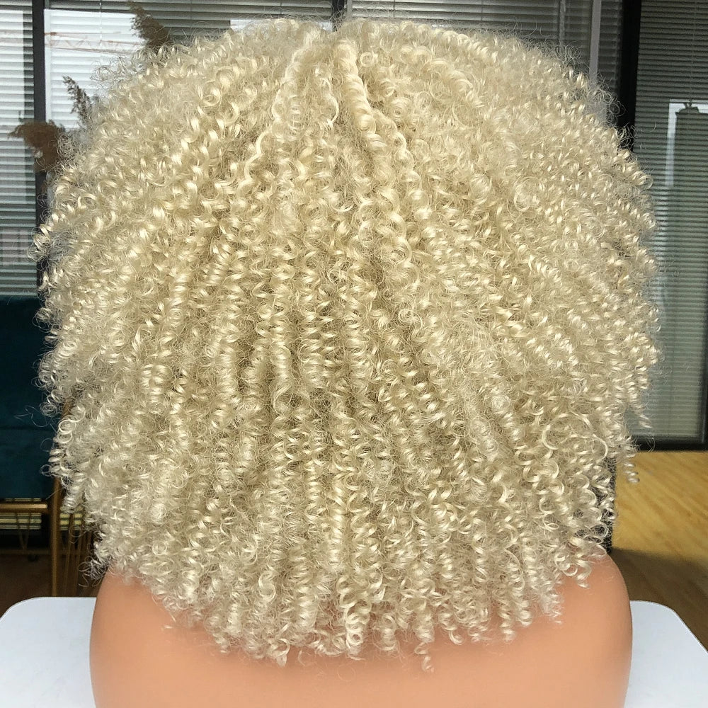 Synthetic Short Afro Kinky Curly Wigs With Bangs
