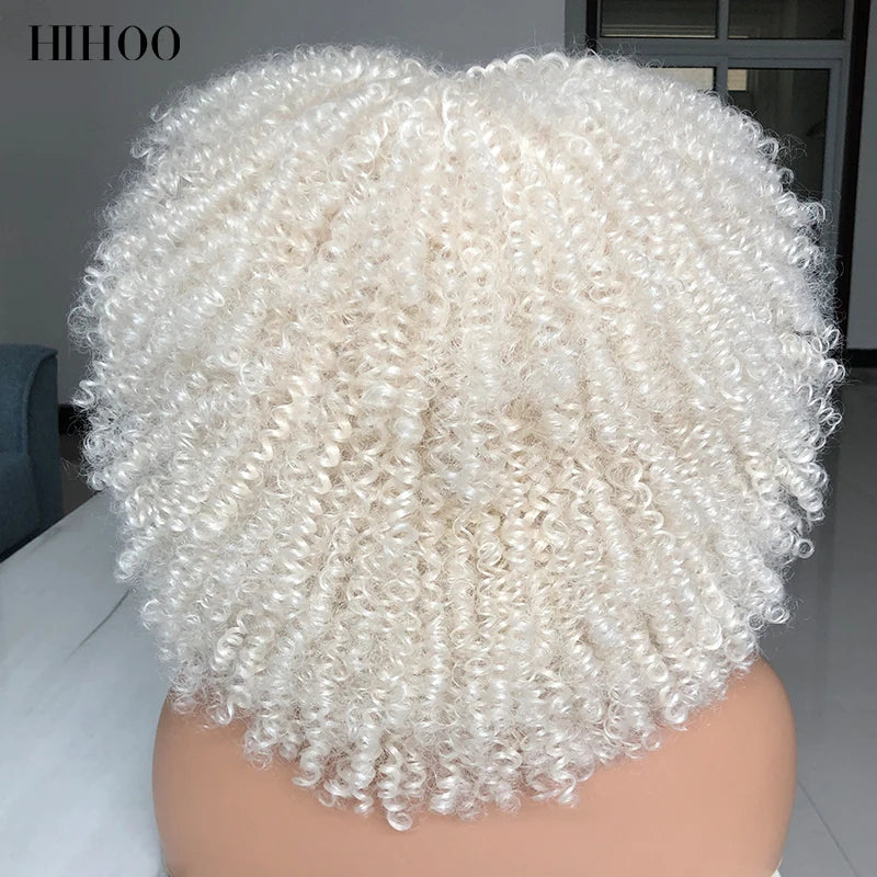 Synthetic Short Afro Kinky Curly Wigs With Bangs