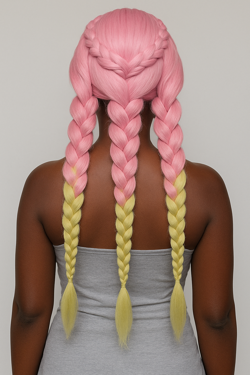 Heat Resistant Pink & Green Braided Cosplay Wig – Long Anime Style Costume Hair”