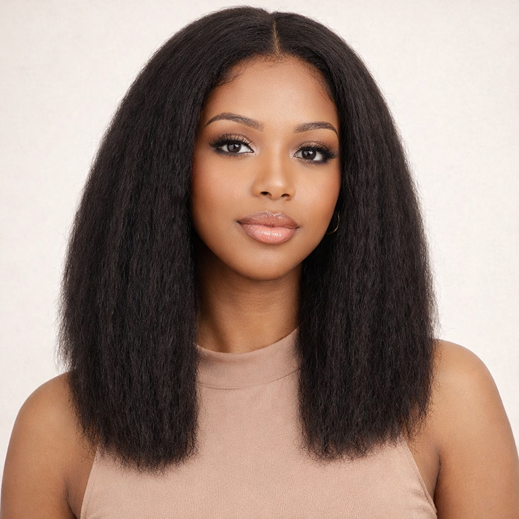 Kinky Straight 4x4 Transparent Closure Wig