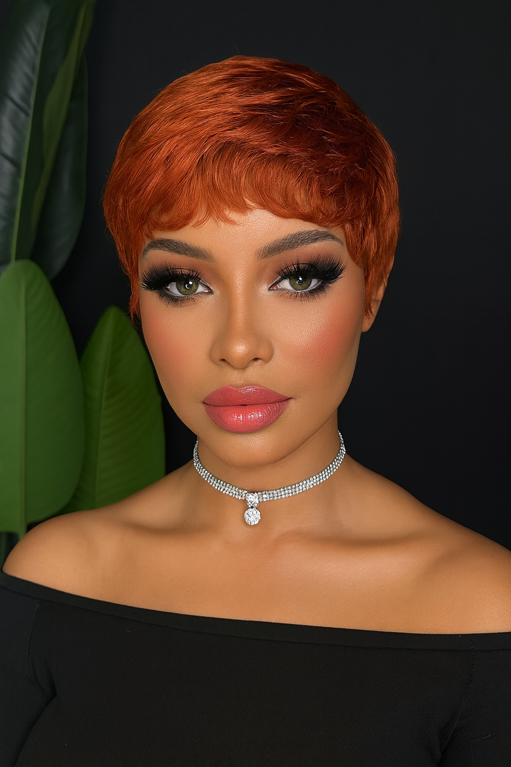4in Fiery Orange Pixie Cut Wig – Brazilian French Curl, 100% Raw Virgin Human Hair