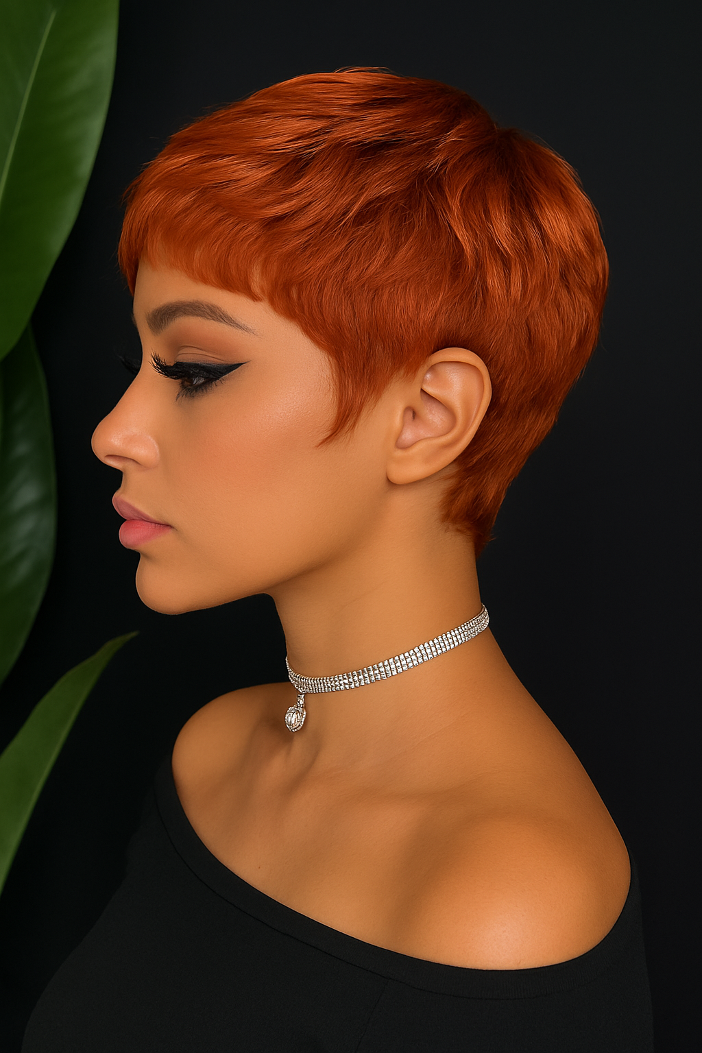 4in Fiery Orange Pixie Cut Wig – Brazilian French Curl, 100% Raw Virgin Human Hair