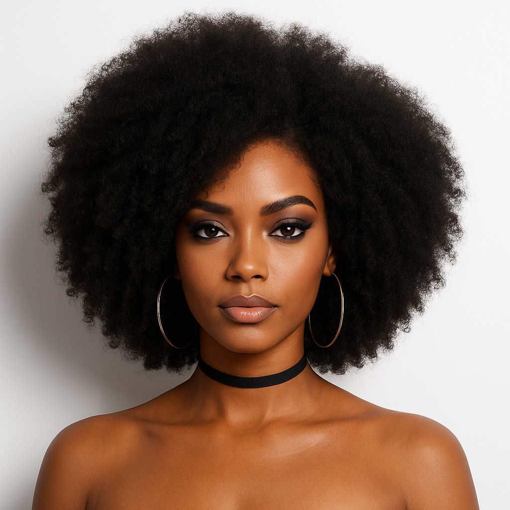 Natural Virgin Brazilian 4C Afro Curly Kinky HD Lace Front Wig – Pre-Plucked with Baby Hair