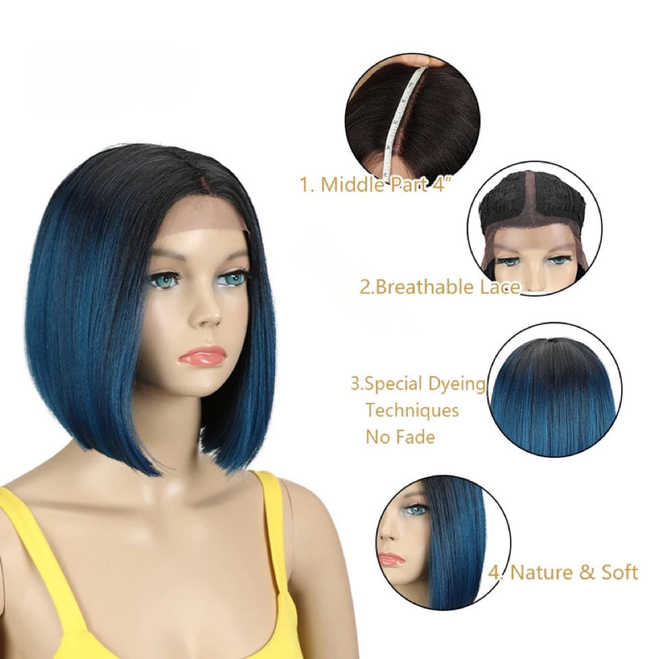 Synthetic Ombre 10" Short Bob Lace Wig