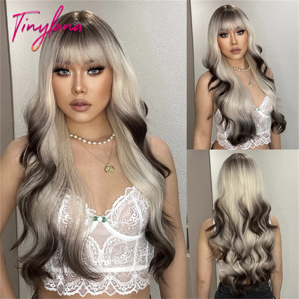 Heat Resistant Long Wavy with Bangs