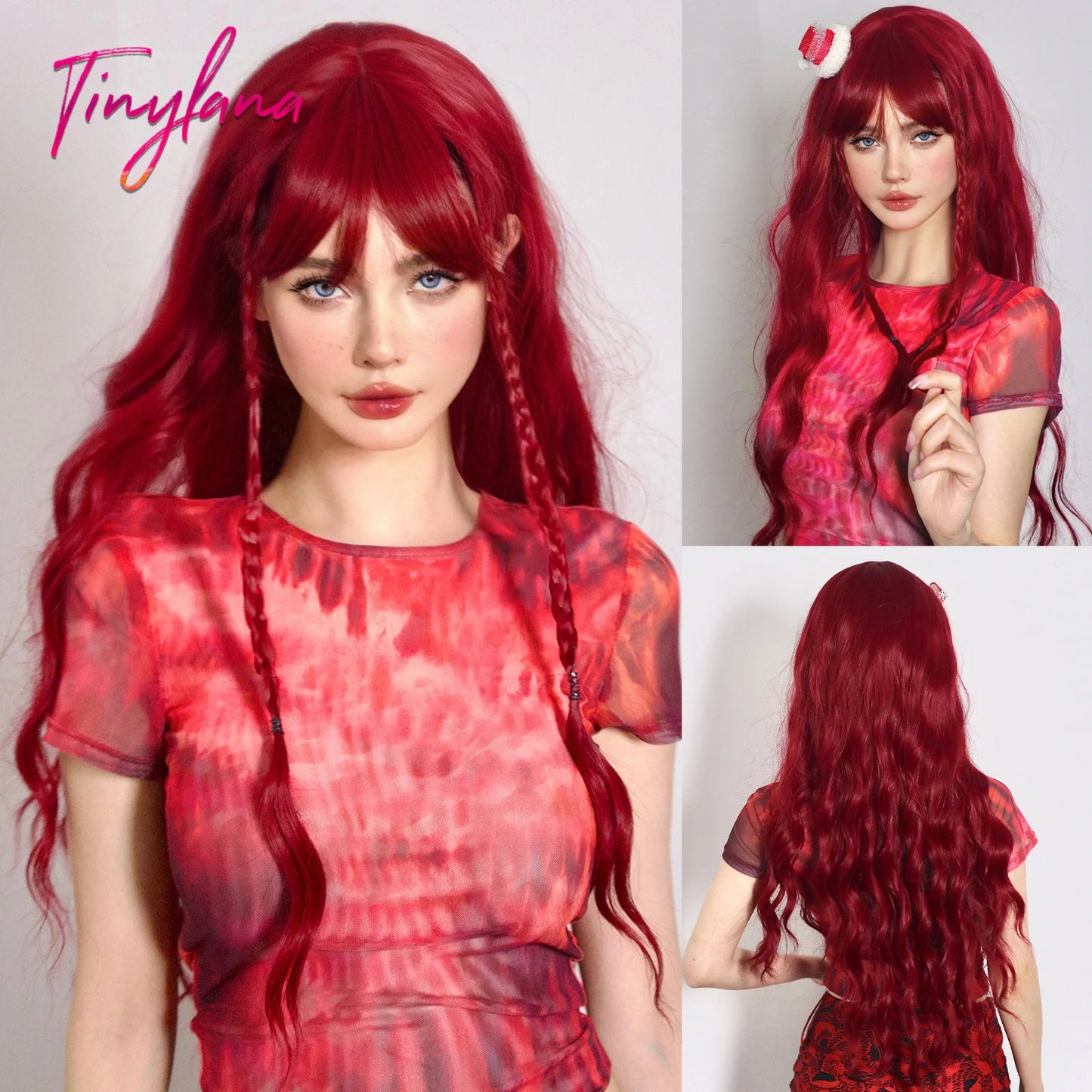 Heat Resistant Long Wavy with Bangs