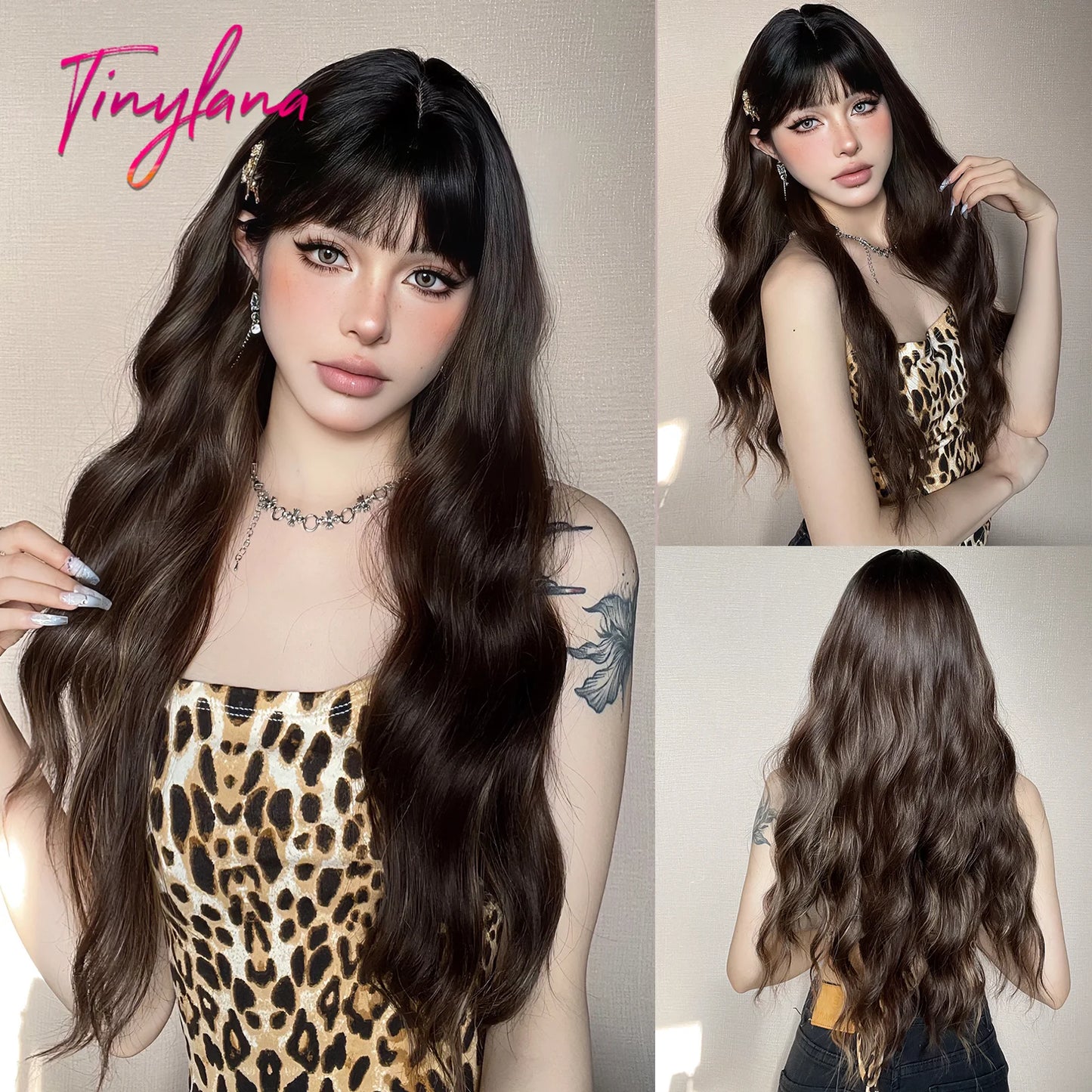 Heat Resistant Long Wavy with Bangs