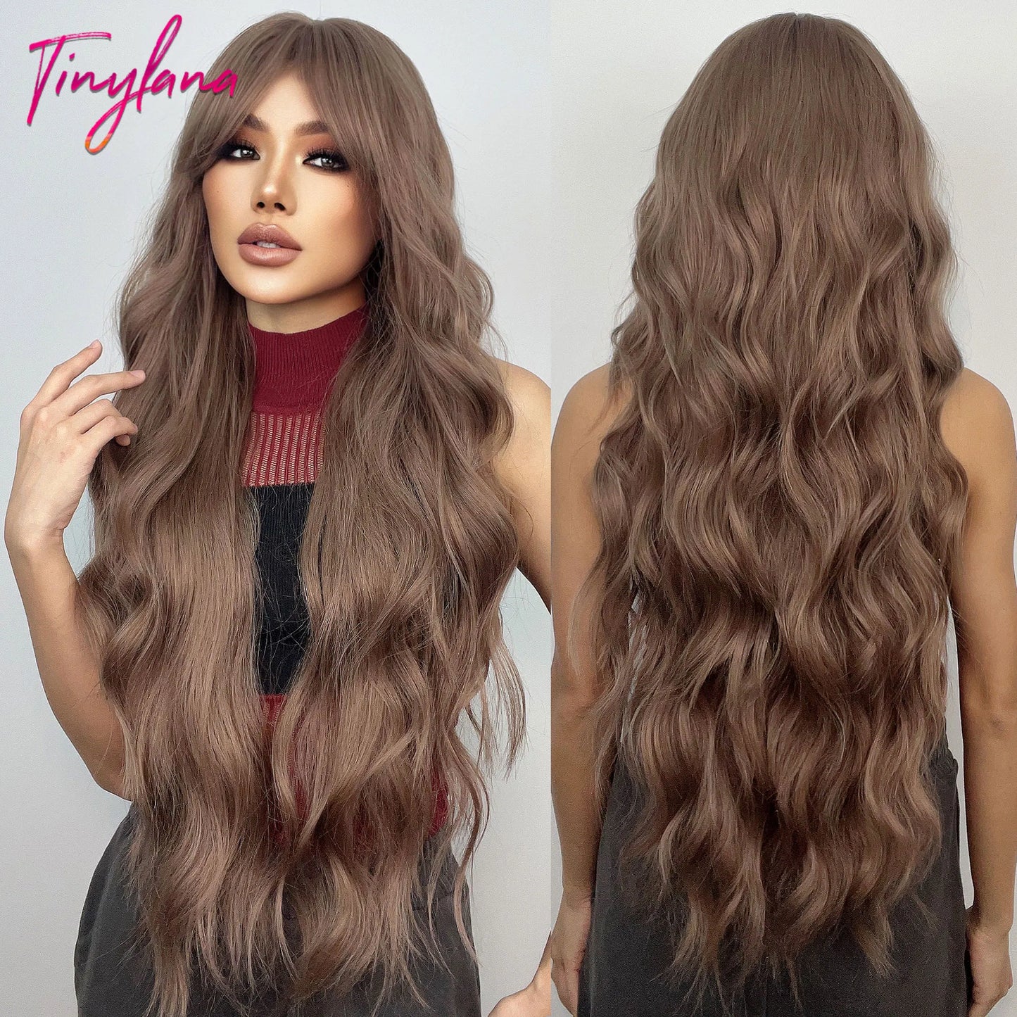 Heat Resistant Long Wavy with Bangs