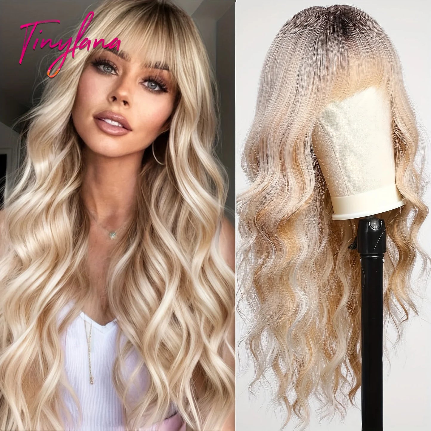 Heat Resistant Long Wavy with Bangs