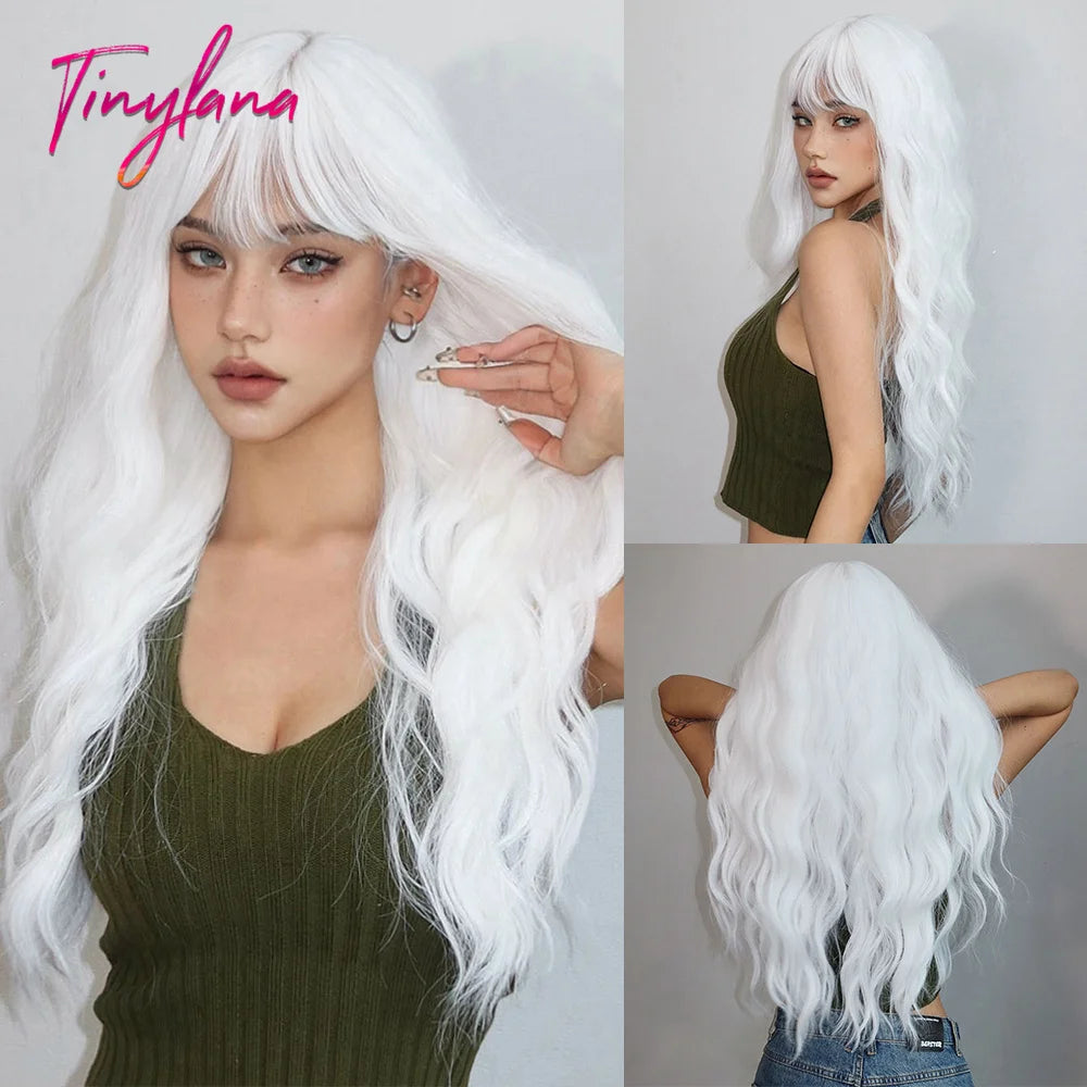 Heat Resistant Long Wavy with Bangs