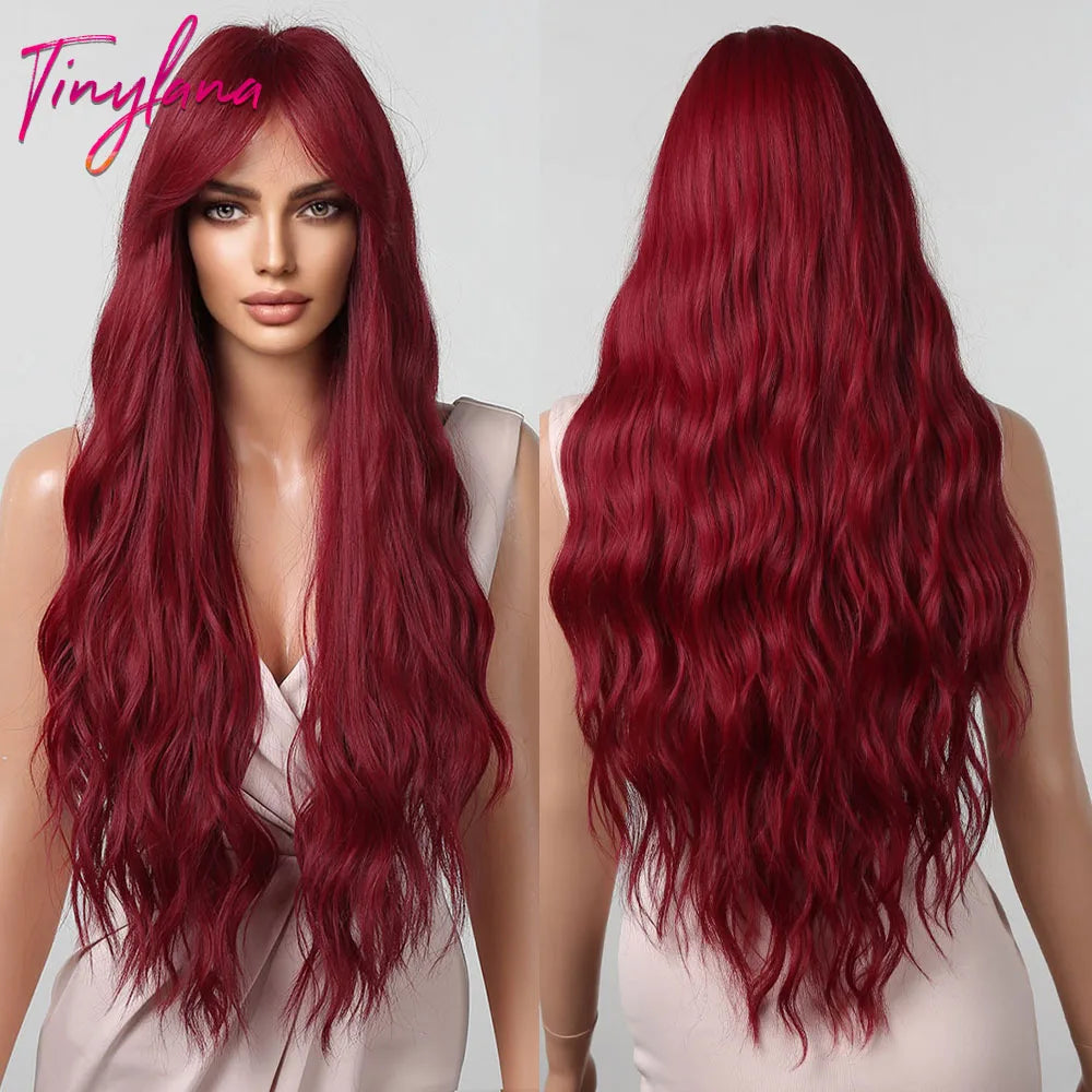 Heat Resistant Long Wavy with Bangs