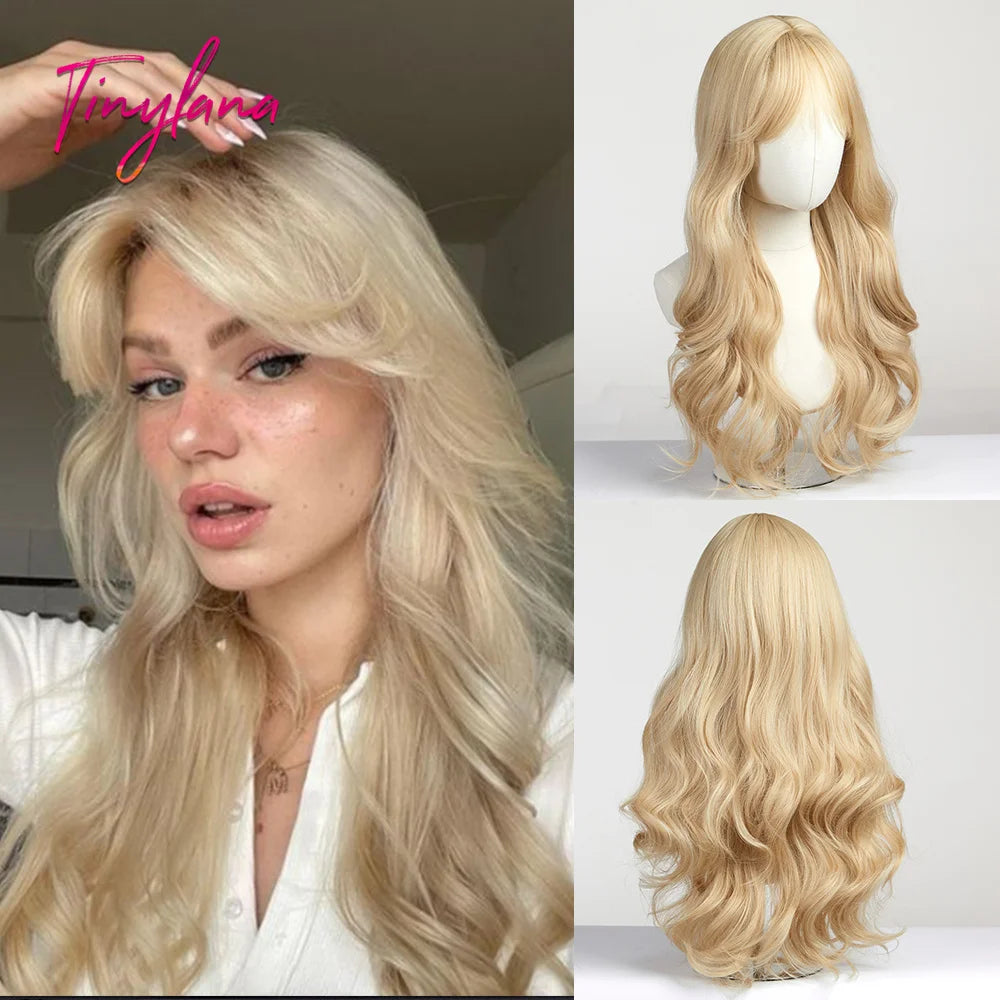 Heat Resistant Long Wavy with Bangs