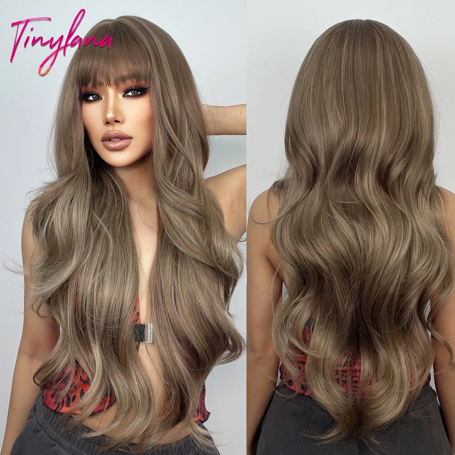 Heat Resistant Long Wavy with Bangs