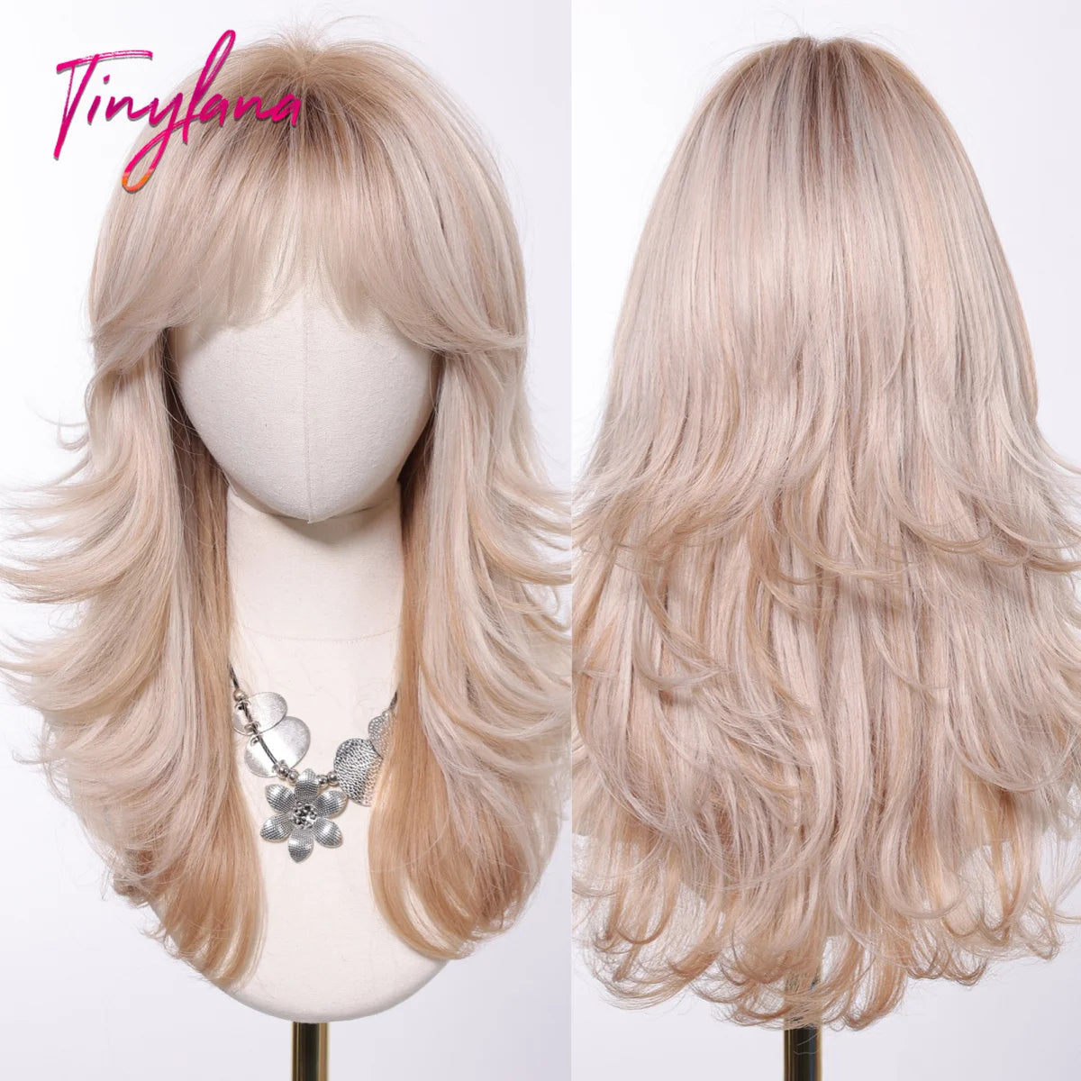Curly Long Colored Wave Synthetic Wigs with Bangs Heat Resistant