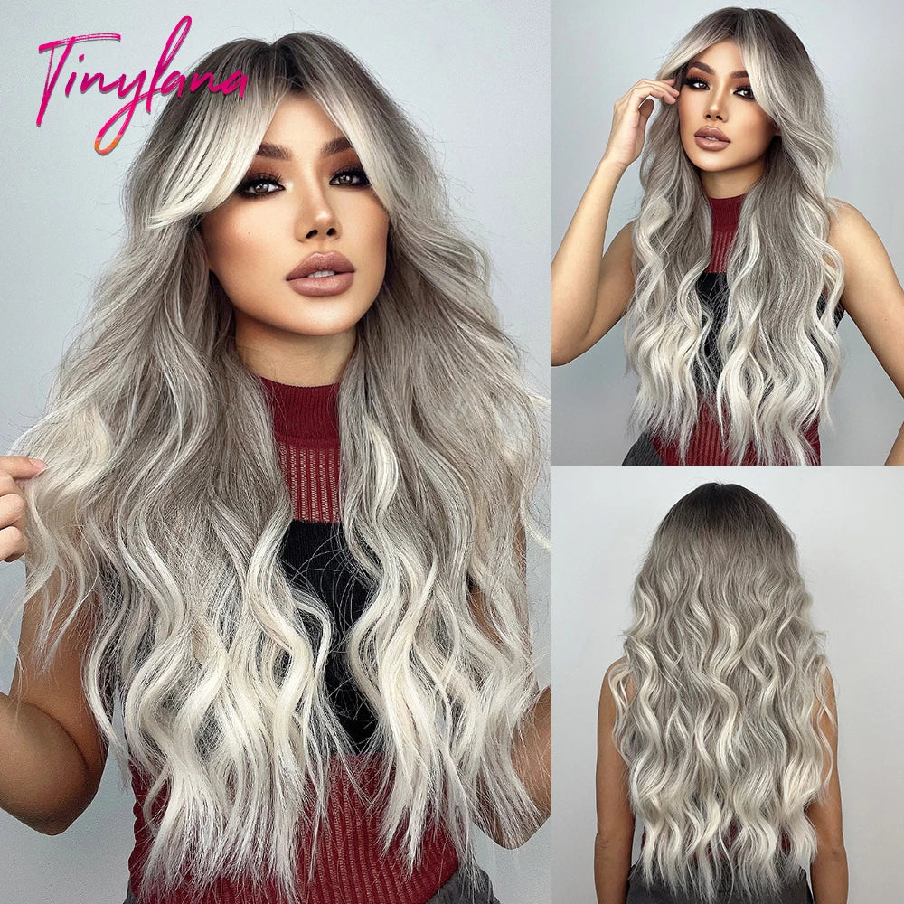 Heat Resistant Long Wavy with Bangs