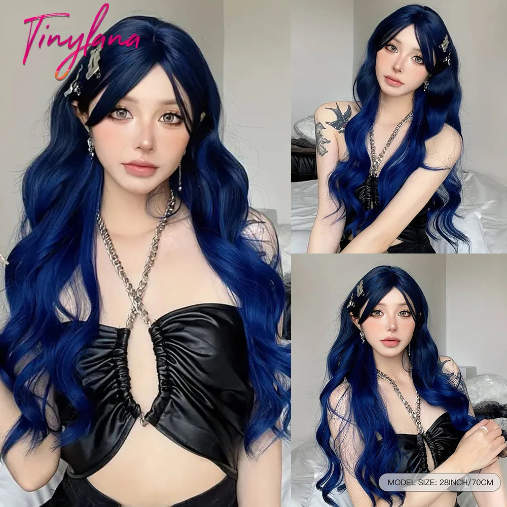 Heat Resistant Long Wavy with Bangs