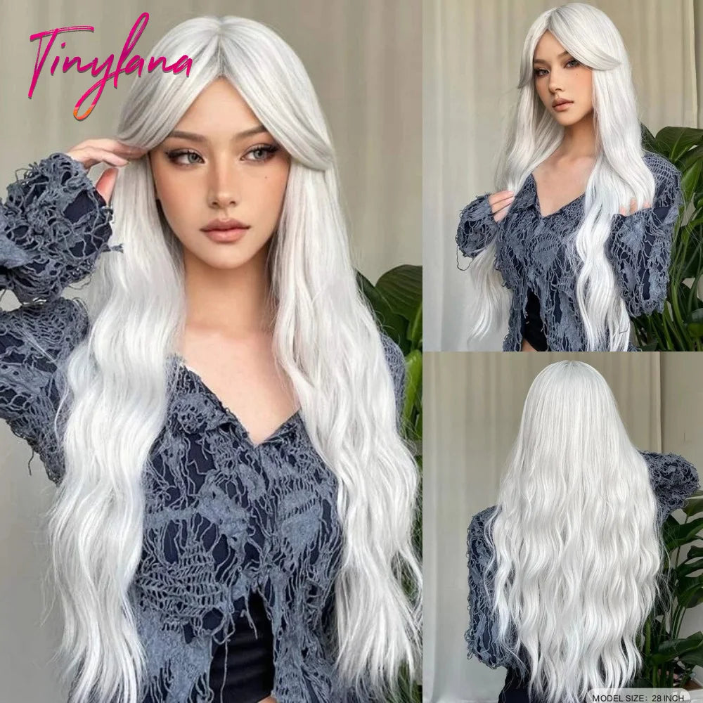 Heat Resistant Long Wavy with Bangs