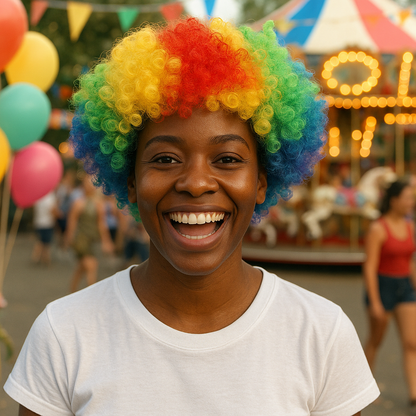 Unisex Rainbow Afro Clown Wig – Colorful Curly Party Wig for Men & Women | Carnival, Birthday & Costume Events
