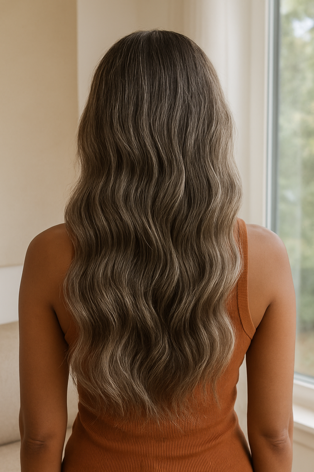 Vietnamese Natural Gray Virgin Hair Extensions – 100% Human Hair, Wavy Silver Blend, Soft, Luxurious & Tangle-Free