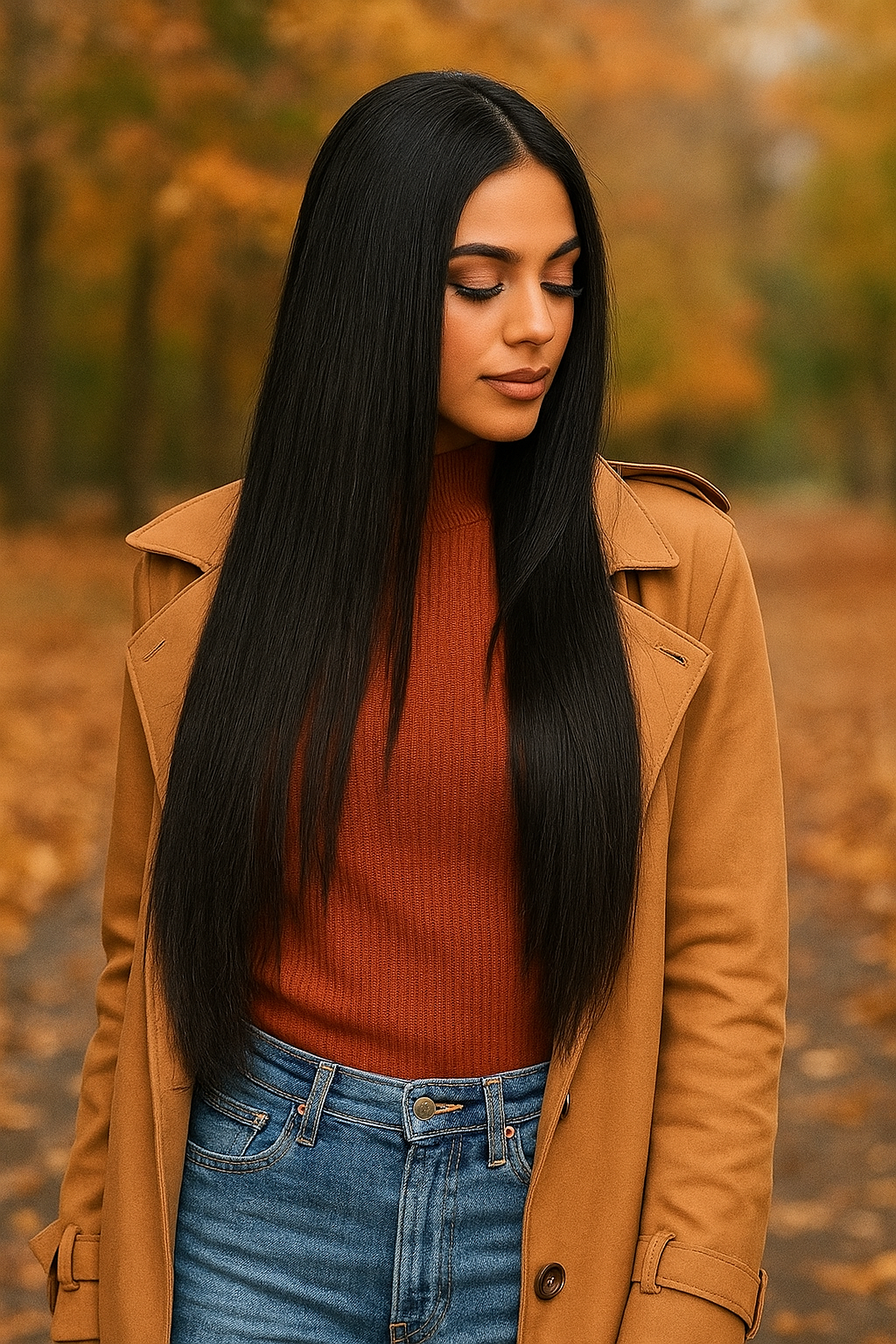 Straight Raw Virgin Tape-In Hair Extensions – 100% Unprocessed Human Hair, Natural Black, Seamless & Reusable