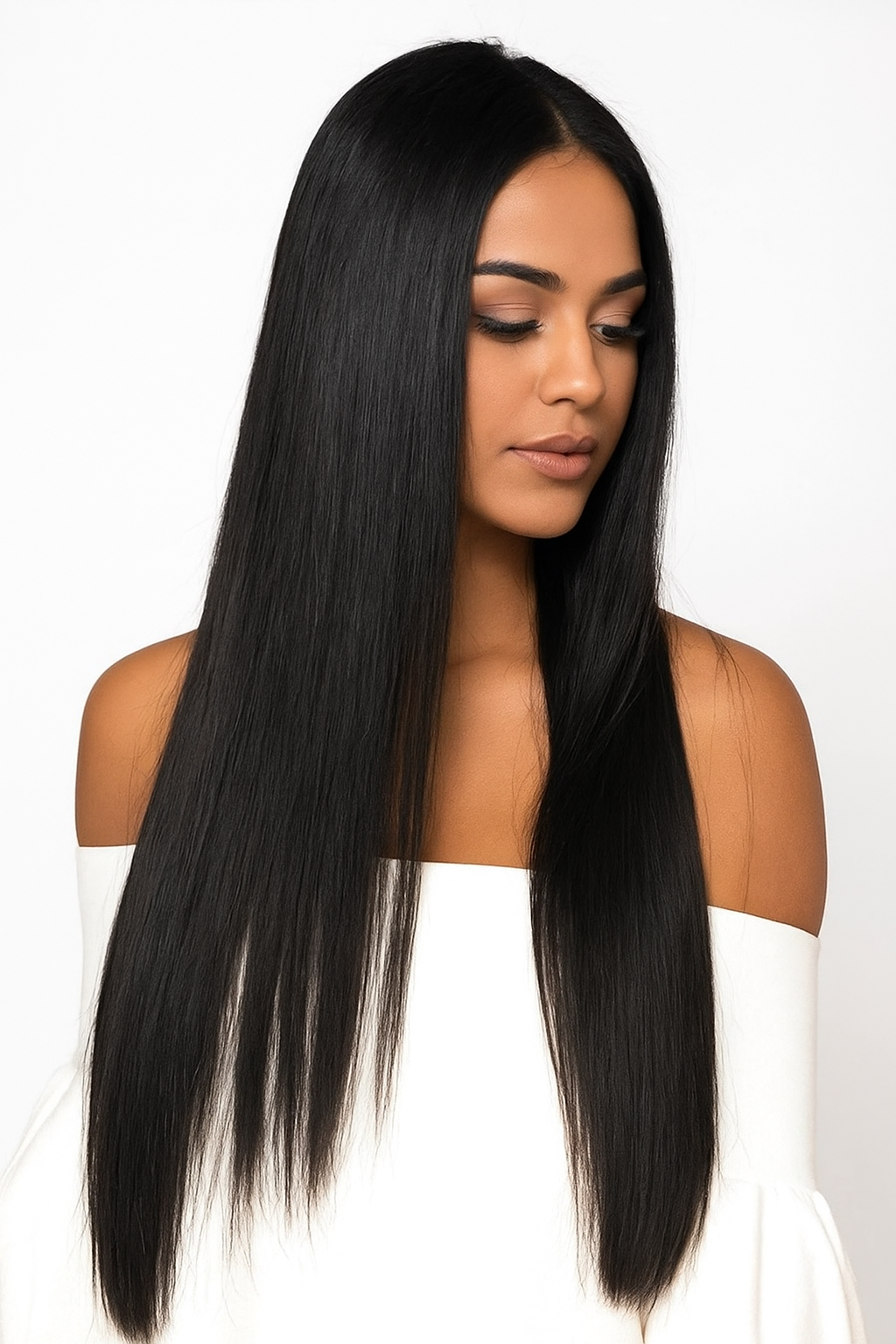 Straight Raw Virgin Tape-In Hair Extensions – 100% Unprocessed Human Hair, Natural Black, Seamless & Reusable