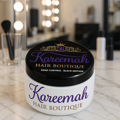 Kareemah Hair Boutique Edge Control – Black Edition | Maximum Hold, Shine & Hair Growth Formula