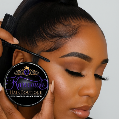 Kareemah Hair Boutique Edge Control – Black Edition | Maximum Hold, Shine & Hair Growth Formula