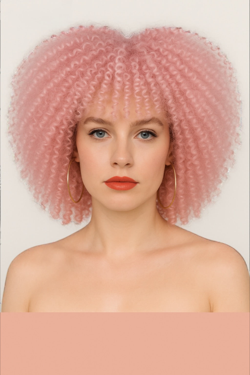 Pink Curly Afro Wig – Voluminous Natural-Look Synthetic Wig