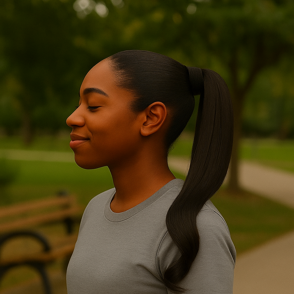 Natural Dark Brown Human Hair Ponytail Extension – Sleek Wrap-Around Drawstring Ponytail for Effortless Volume & Length