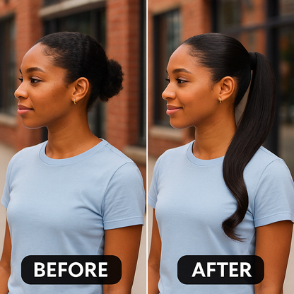 Natural Dark Brown Human Hair Ponytail Extension – Sleek Wrap-Around Drawstring Ponytail for Effortless Volume & Length