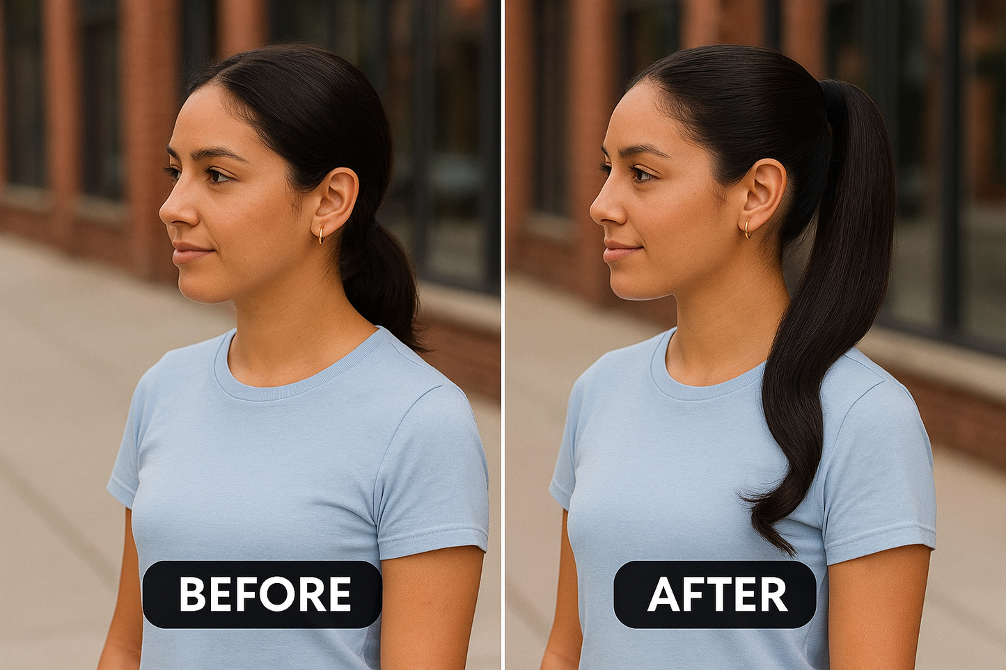 Natural Dark Brown Human Hair Ponytail Extension – Sleek Wrap-Around Drawstring Ponytail for Effortless Volume & Length