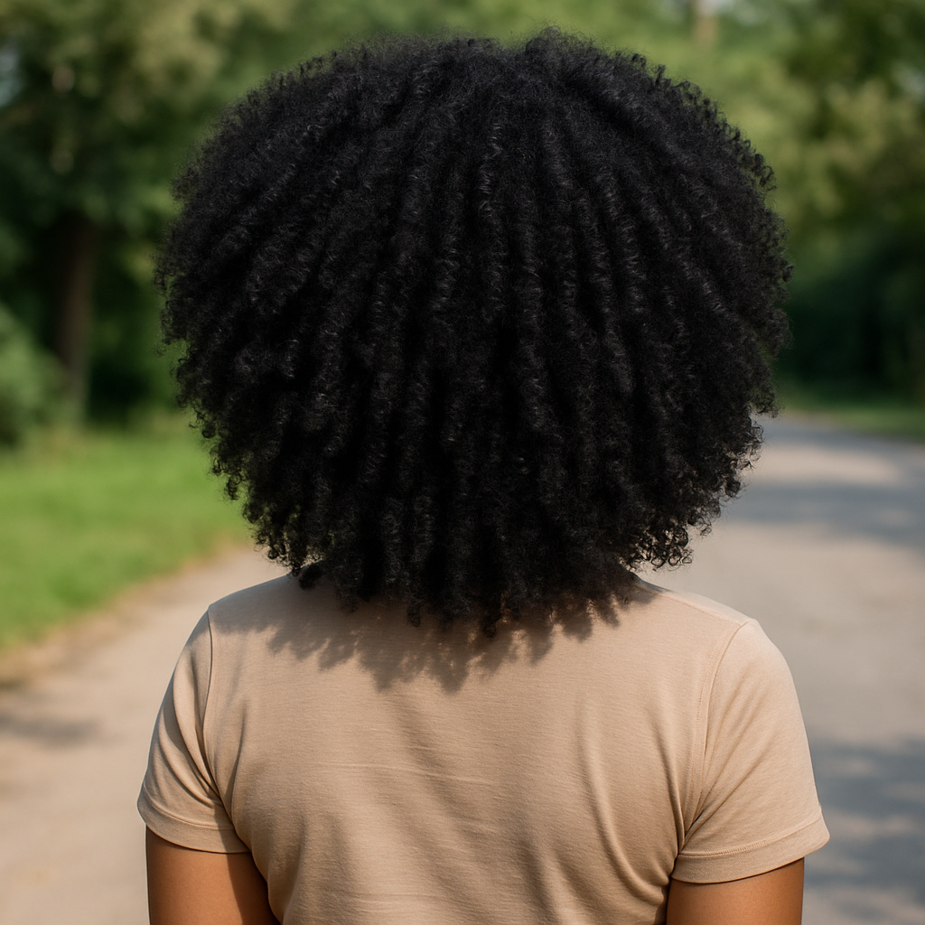 Jet Black Afro Curly Synthetic Wig – High-Quality Fiber Hair with 150% Density for Full Natural Volume