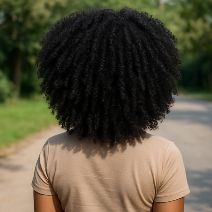 Jet Black Afro Curly Synthetic Wig – High-Quality Fiber Hair with 150% Density for Full Natural Volume