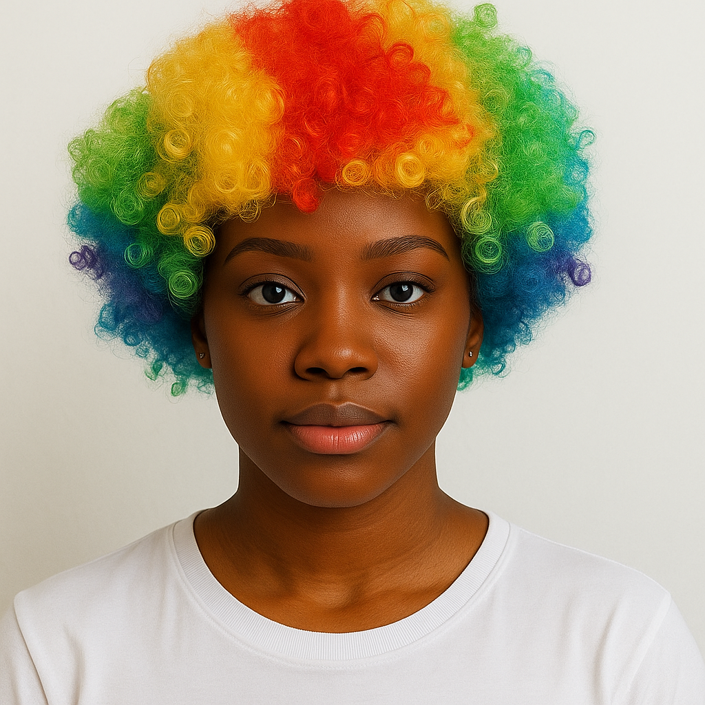 Unisex Rainbow Afro Clown Wig – Colorful Curly Party Wig for Men & Women | Carnival, Birthday & Costume Events