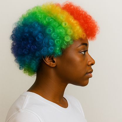 Unisex Rainbow Afro Clown Wig – Colorful Curly Party Wig for Men & Women | Carnival, Birthday & Costume Events