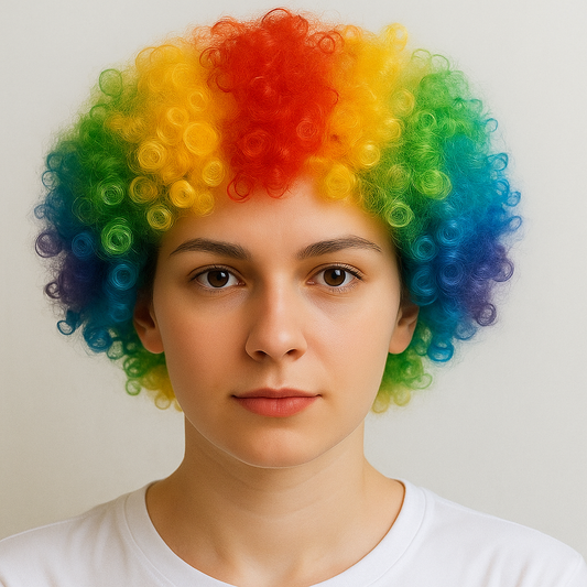 Unisex Rainbow Afro Clown Wig – Colorful Curly Party Wig for Men & Women | Carnival, Birthday & Costume Events