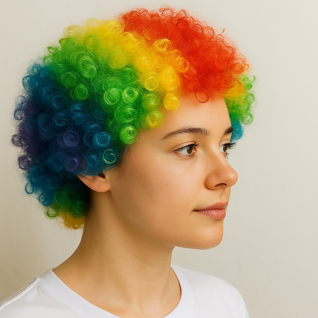 Unisex Rainbow Afro Clown Wig – Colorful Curly Party Wig for Men & Women | Carnival, Birthday & Costume Events