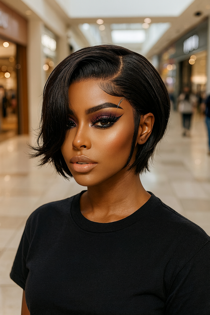 13x4 Short Bob Lace Front Human Hair Wig – Natural Hairline, Glueless, Pre-Plucked