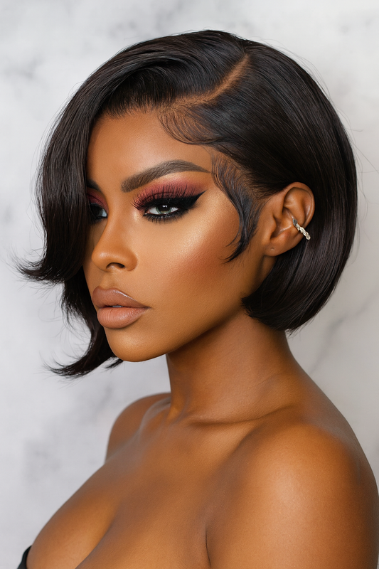 13x4 Short Bob Lace Front Human Hair Wig – Natural Hairline, Glueless, Pre-Plucked