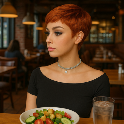 4in Fiery Orange Pixie Cut Wig – Brazilian French Curl, 100% Raw Virgin Human Hair
