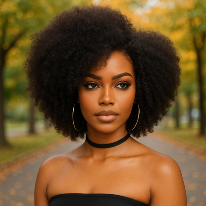 Natural Virgin Brazilian 4C Afro Curly Kinky HD Lace Front Wig – Pre-Plucked with Baby Hair