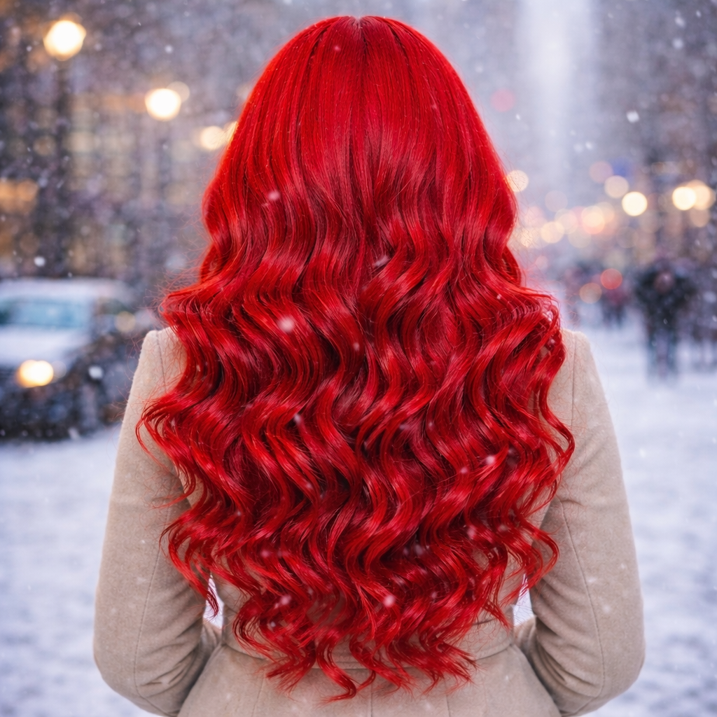 13x4 Lace Front Bright Red Body Wave Wig – 24 Inch Customizable Length | Long Vibrant Red Wavy Wig