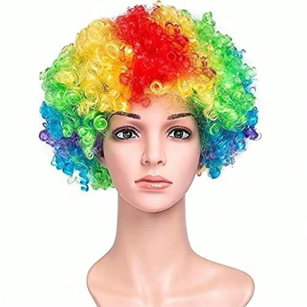 Unisex Rainbow Afro Clown Wig – Colorful Curly Party Wig for Men & Women | Carnival, Birthday & Costume Events