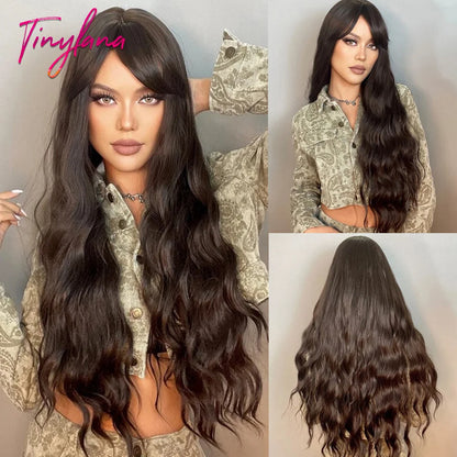 Heat Resistant Long Wavy with Bangs