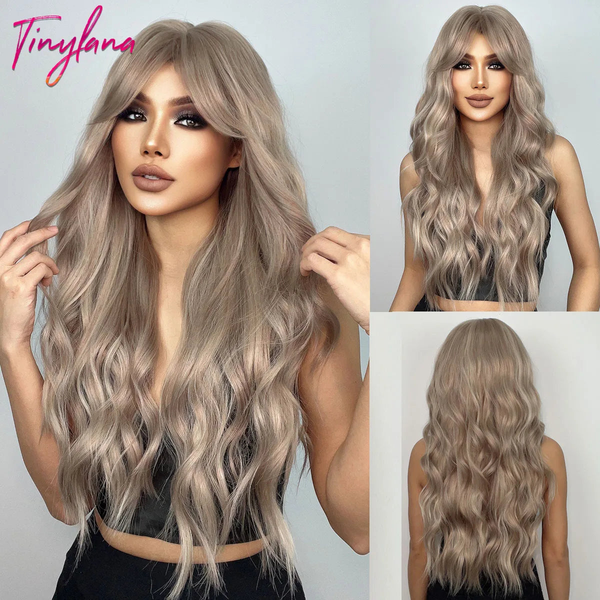 Heat Resistant Long Wavy with Bangs