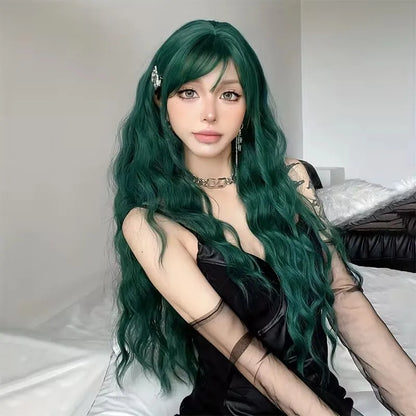 Heat Resistant Long Wavy with Bangs