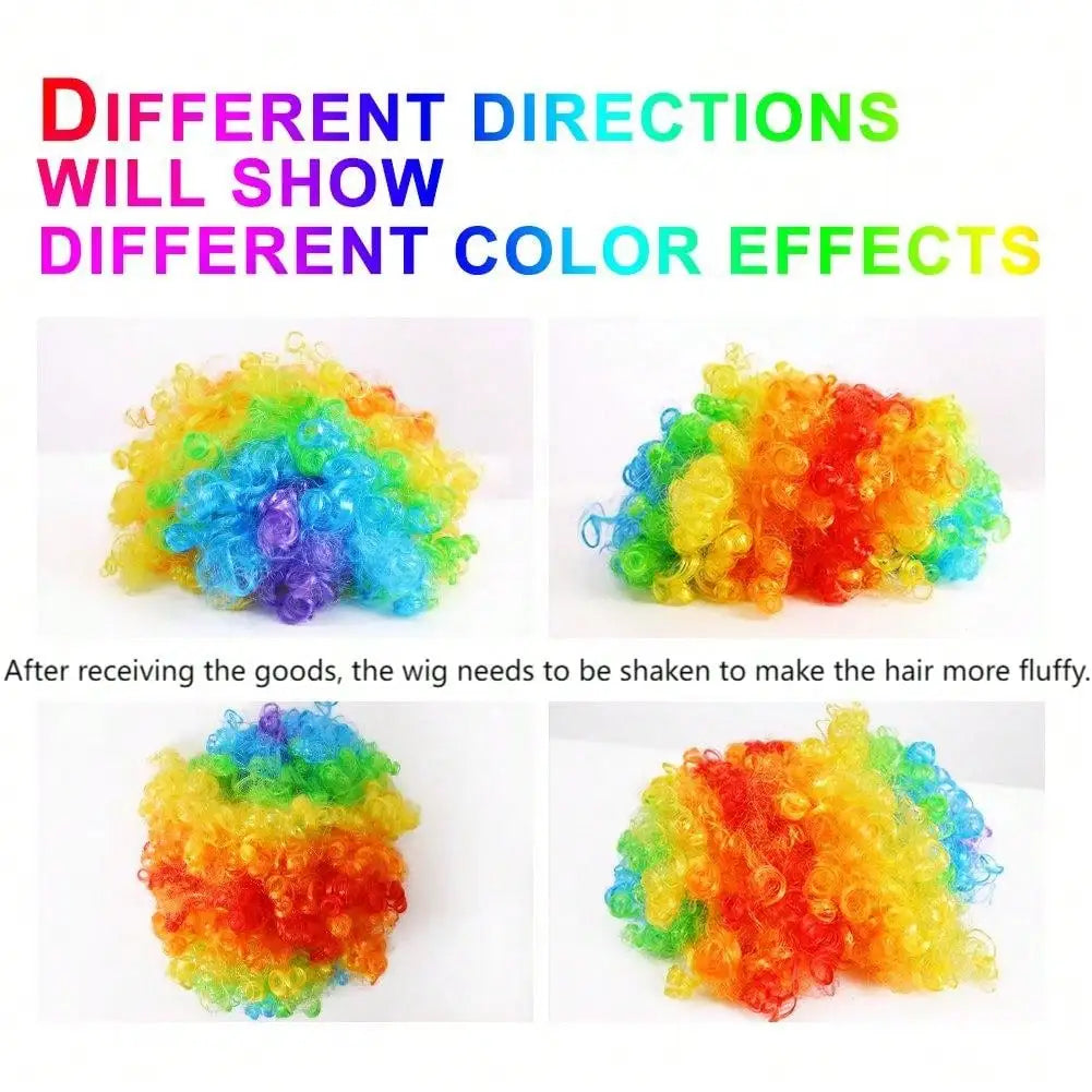 Unisex Rainbow Afro Clown Wig – Colorful Curly Party Wig for Men & Women | Carnival, Birthday & Costume Events