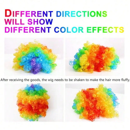 Unisex Rainbow Afro Clown Wig – Colorful Curly Party Wig for Men & Women | Carnival, Birthday & Costume Events
