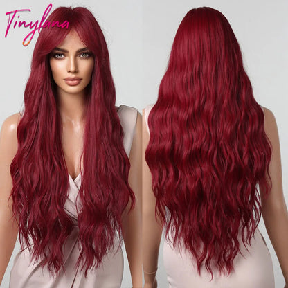 Heat Resistant Long Wavy with Bangs