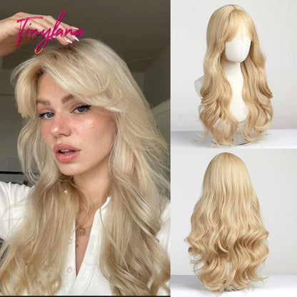 Heat Resistant Long Wavy with Bangs